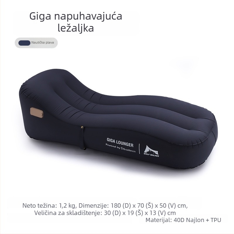 Naduvani kauč za vanjsku i unutarnju upotrebu – prijenosni, USB napajanje, TPU materijal, automatsko naduvavanje jednim pritiskom, težina 1,2 kg, nosivost 150 kg