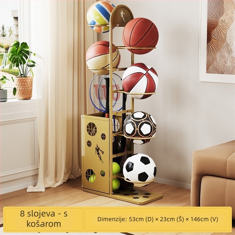 Čelični stalak za sportsku opremu, držač za košarkaške lopte i rekete