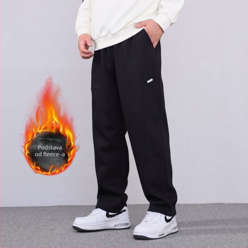 Muške casual hlače s visokim strukom, ravni kroj, mikroelastičnost, zatvaranje vezicom, 62% pamuk 38% poliester