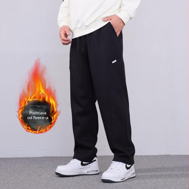 Muške casual hlače s visokim strukom, ravni kroj, mikroelastičnost, zatvaranje vezicom, 62% pamuk 38% poliester