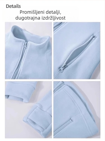 Ženska polarna jakna s unutarnjom podstavom, slim fit, zatvarač, stojeći ovratnik