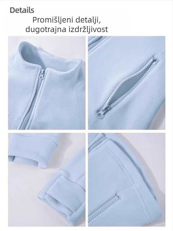 Ženska polarna jakna s unutarnjom podstavom, slim fit, zatvarač, stojeći ovratnik