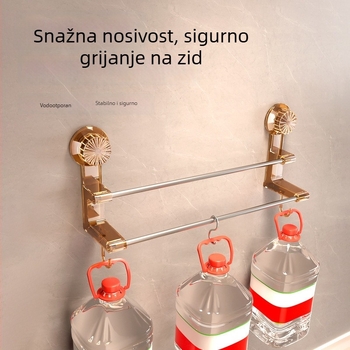 Držač za ručnike s dvostrukom šipkom i vakuumskim pričvršćivanjem – kupaonsko skladište s kukama, dvostruka uporaba za suhe i mokre ručnike; materijali: plastika i nehrđajući čelik; 60 komada u kutiji.