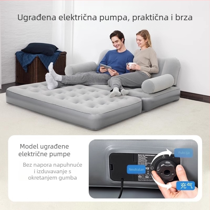 Sklopivi nadduvni kauč na napuhavanje, dvostruka namjena, za vanjsku upotrebu, lak za nošenje, PVC, prilagodljiv, moderan minimalistički stil