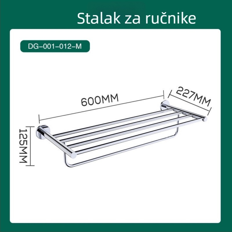 Dvostruki držač ručnika od 304 nehrđajućeg čelika, mat brušeni završetak, nosivost 5 kg