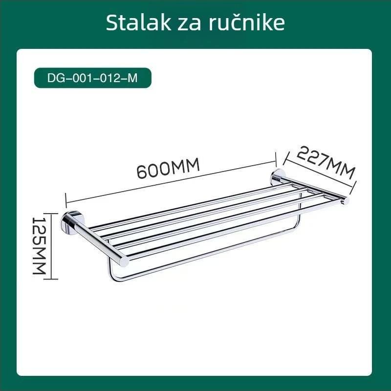Dvostruki držač ručnika od 304 nehrđajućeg čelika, mat brušeni završetak, nosivost 5 kg