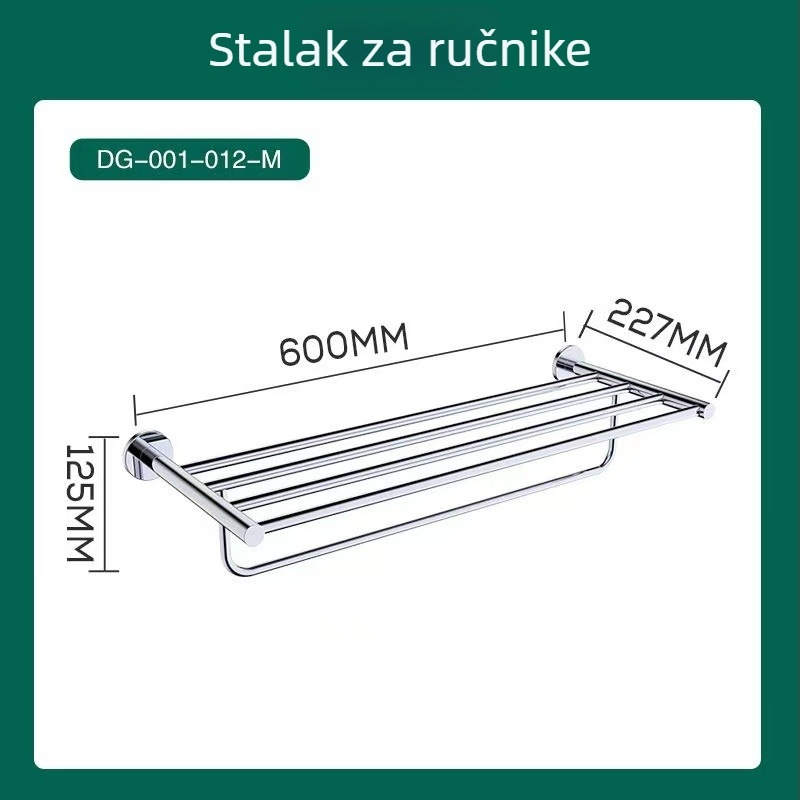 Dvostruki držač ručnika od 304 nehrđajućeg čelika, mat brušeni završetak, nosivost 5 kg