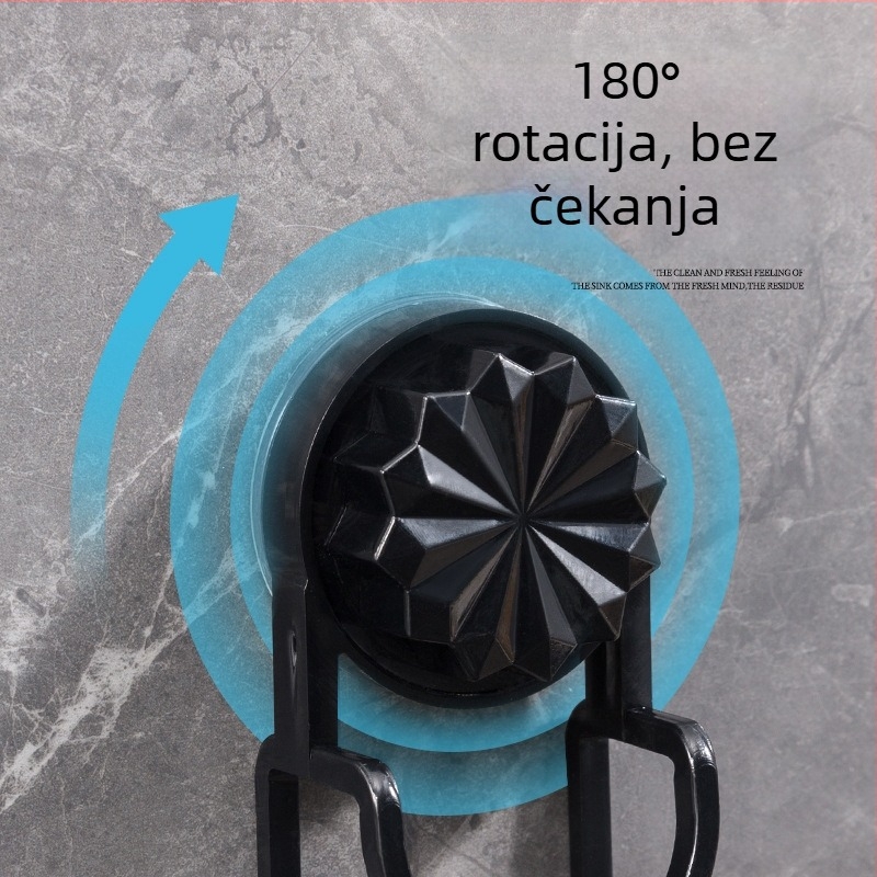 Usisna kuka za umivaonik u kupaonici — plast, nosivost 3 kg, 1 razina, zidni držač