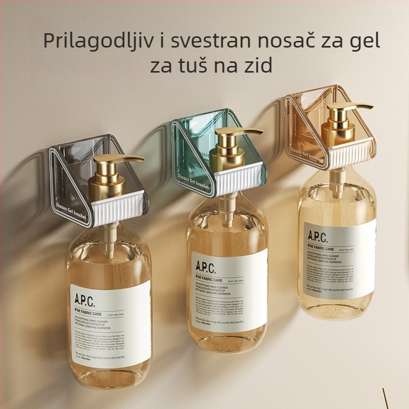 PS plastični zidni držač za gel za tuširanje, 1-etažni, poliran završetak, podesiv, nosivost 1–5 kg