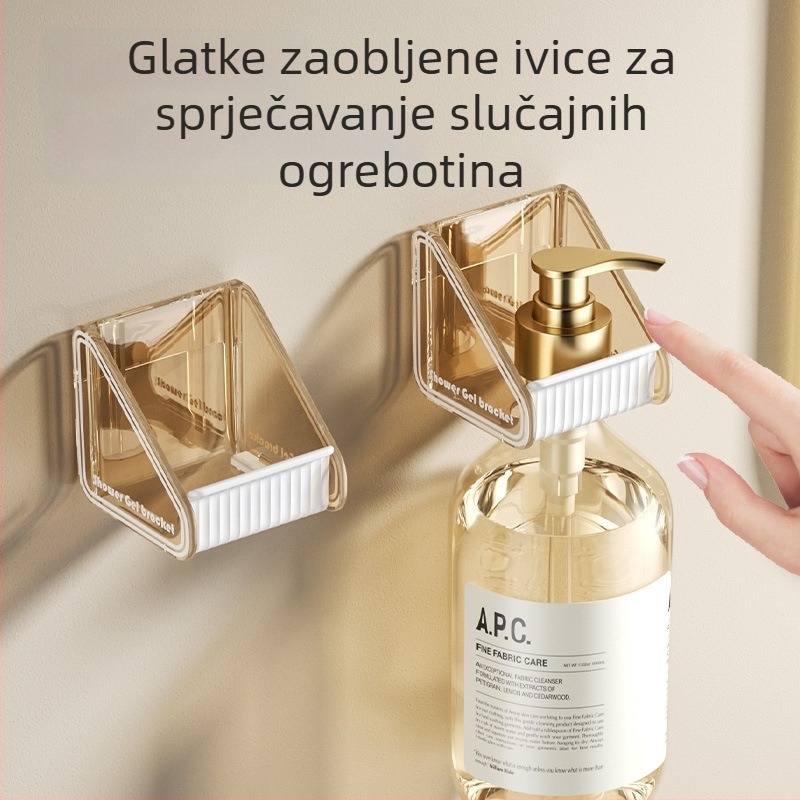 PS plastični zidni držač za gel za tuširanje, 1-etažni, poliran završetak, podesiv, nosivost 1–5 kg