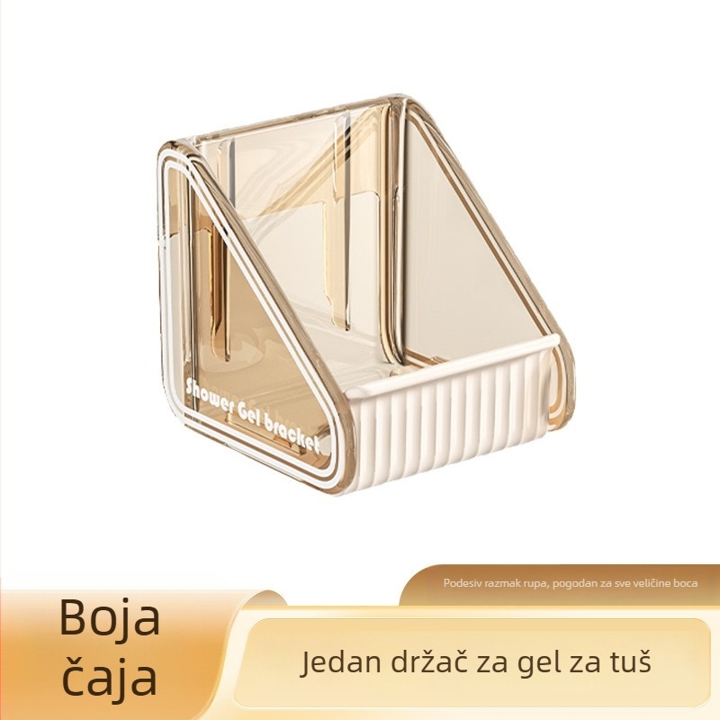 PS plastični zidni držač za gel za tuširanje, 1-etažni, poliran završetak, podesiv, nosivost 1–5 kg