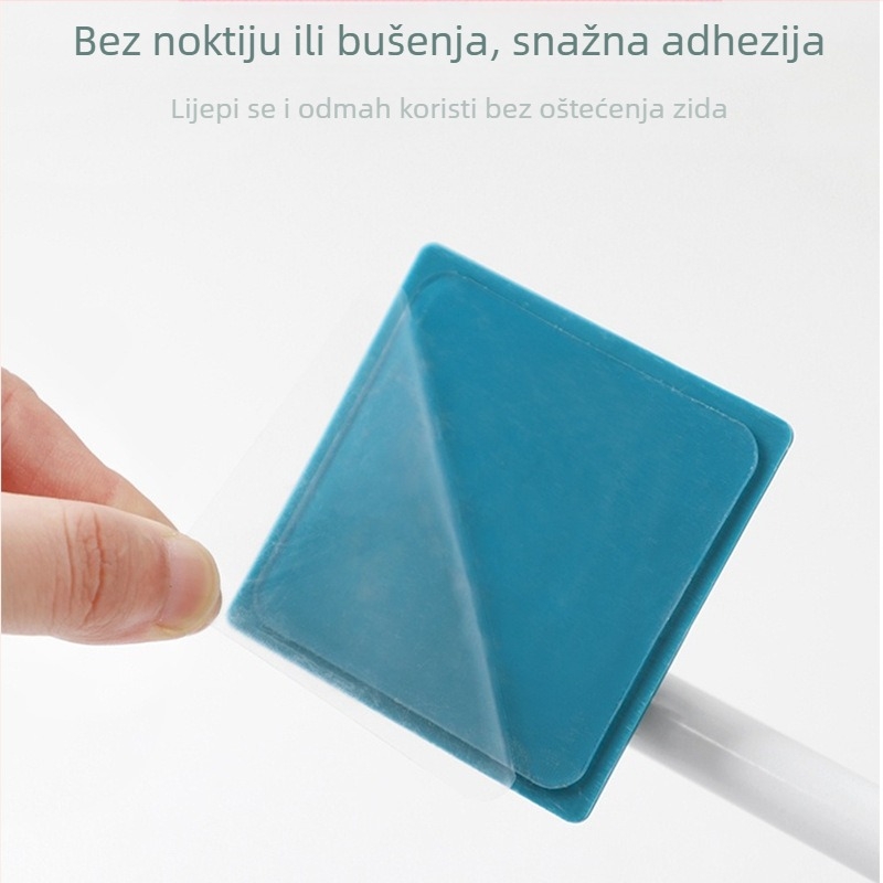 Kutni držač ručnika, dvodijelni set, 6 kuka, zidni, bez bušenja, konstrukcija od plastike, željeza i PP