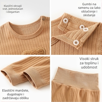 K-stil dječji jesenski pamučni dvodijelni set za spavanje, 100% pamuk, za dojenčad i malu djecu