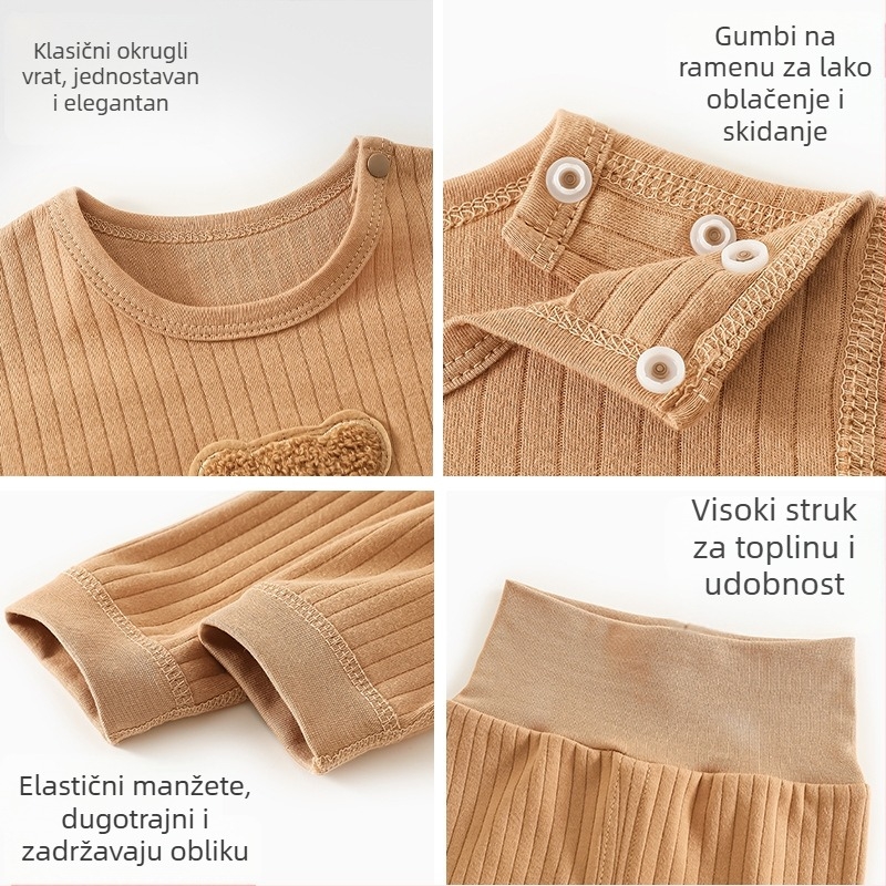 K-stil dječji jesenski pamučni dvodijelni set za spavanje, 100% pamuk, za dojenčad i malu djecu