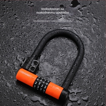 U-oblik zaključavanje za bicikl i električni skuter, vodootporno, s čeličnim stubom i jezgrom od cinkovog legura, model CB11076, moderni minimalistički stil