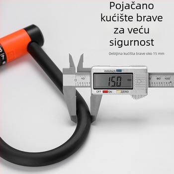 U-oblik zaključavanje za bicikl i električni skuter, vodootporno, s čeličnim stubom i jezgrom od cinkovog legura, model CB11076, moderni minimalistički stil