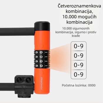 U-oblik zaključavanje za bicikl i električni skuter, vodootporno, s čeličnim stubom i jezgrom od cinkovog legura, model CB11076, moderni minimalistički stil