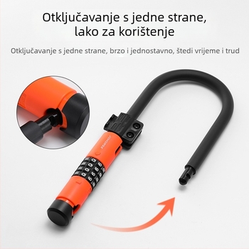 U-oblik zaključavanje za bicikl i električni skuter, vodootporno, s čeličnim stubom i jezgrom od cinkovog legura, model CB11076, moderni minimalistički stil