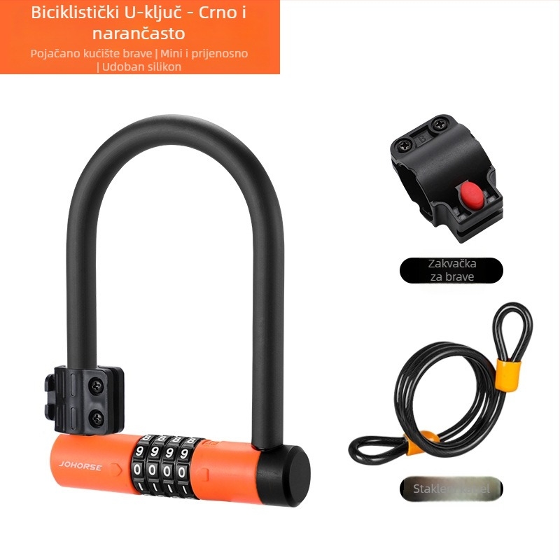 U-oblik zaključavanje za bicikl i električni skuter, vodootporno, s čeličnim stubom i jezgrom od cinkovog legura, model CB11076, moderni minimalistički stil