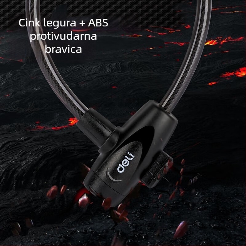 Deli DL508042 Lakat za bicikl: Lanac i čelični kabel, Prenosni, Otporan na udarce, Protiv provale, Protiv rezanja