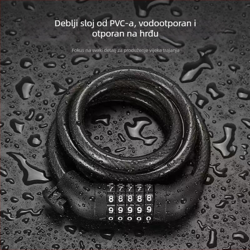 Katanac za bicikl sa šifrom i čeličnim kabelom – prenosiva zaštita od krađe za planinska bicikla