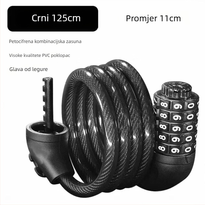 Brava za planinski bicikl s lozinkom – čelični kabel lanac, prenosna, zaštita od krađe