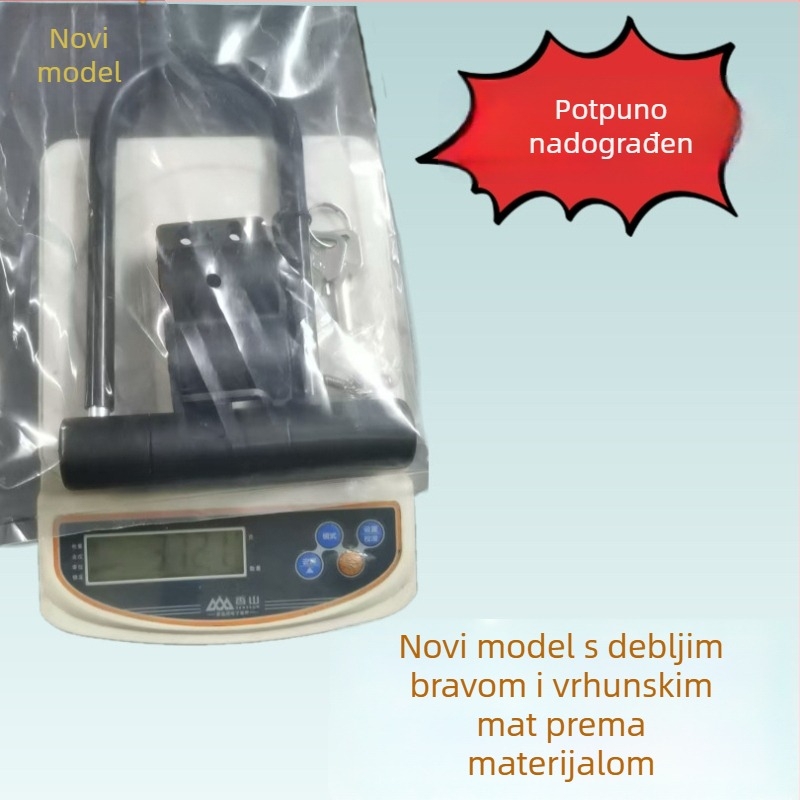 U-brava s nosačem | Metalna brava protiv krađe za brdske bicikle, električne bicikle i motocikle | težina oko 350 g | moderni minimalistički dizajn