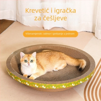 Grebalica i gnijezdo za mačke – izdržljivo, okruglo zdjela od valovitog kartona, mačja igračka