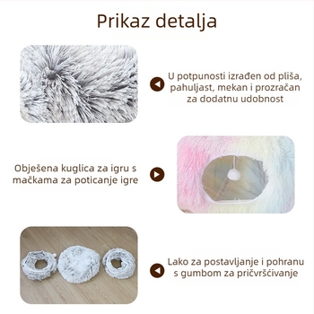 Qiang Sheng sklopiva pliš mačja tunelska gnijezdo u obliku donuts, prozračno unutarnje leglo za mačke, sve sezone