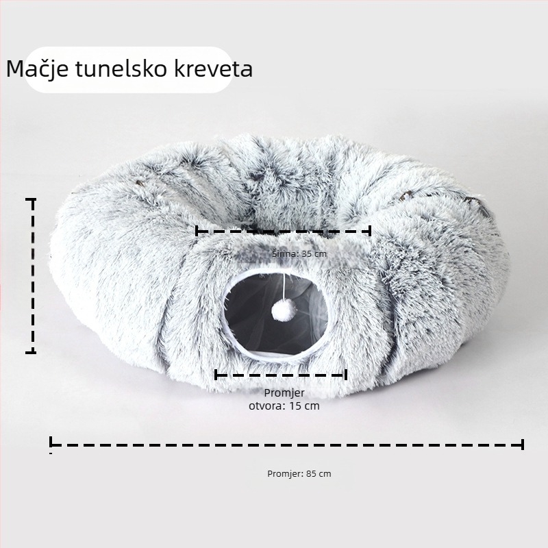 Qiang Sheng sklopiva pliš mačja tunelska gnijezdo u obliku donuts, prozračno unutarnje leglo za mačke, sve sezone
