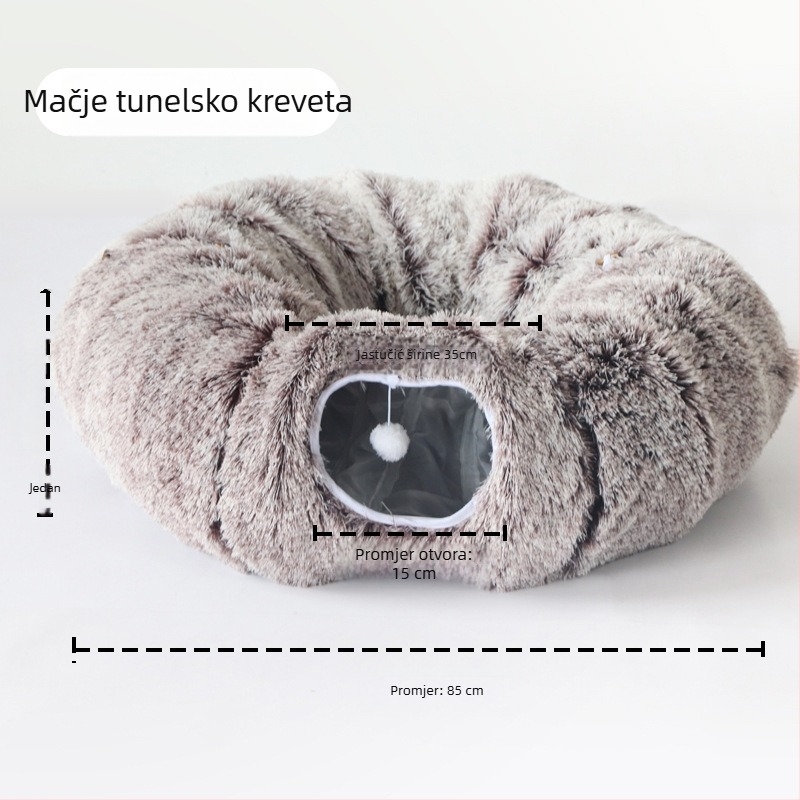 Qiang Sheng sklopiva pliš mačja tunelska gnijezdo u obliku donuts, prozračno unutarnje leglo za mačke, sve sezone