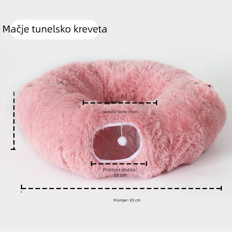 Qiang Sheng sklopiva pliš mačja tunelska gnijezdo u obliku donuts, prozračno unutarnje leglo za mačke, sve sezone