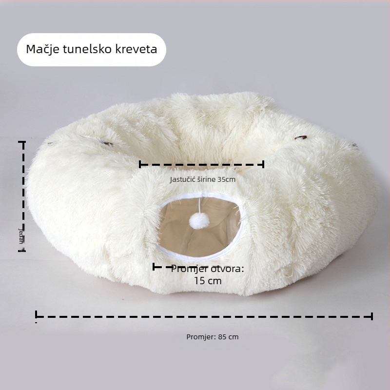 Qiang Sheng sklopiva pliš mačja tunelska gnijezdo u obliku donuts, prozračno unutarnje leglo za mačke, sve sezone