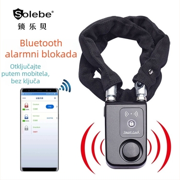 Lanac s Bluetooth alarmom bez ključa za električna vozila, bicikle i motocikle — konstrukcija od plastike, mangan čelika i nehrđajućeg čelika