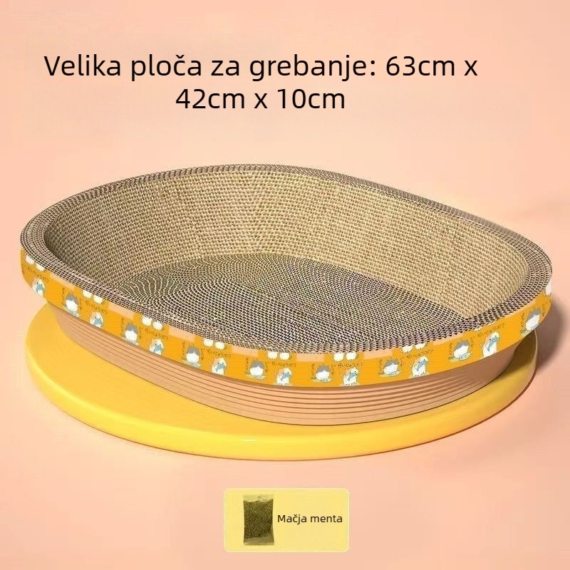 Sve-u-jednom: Grebalica i ležaljka za mačke, otporna na habanje, bez ispadanja dlake, ovalni oblik (valoviti papir)
