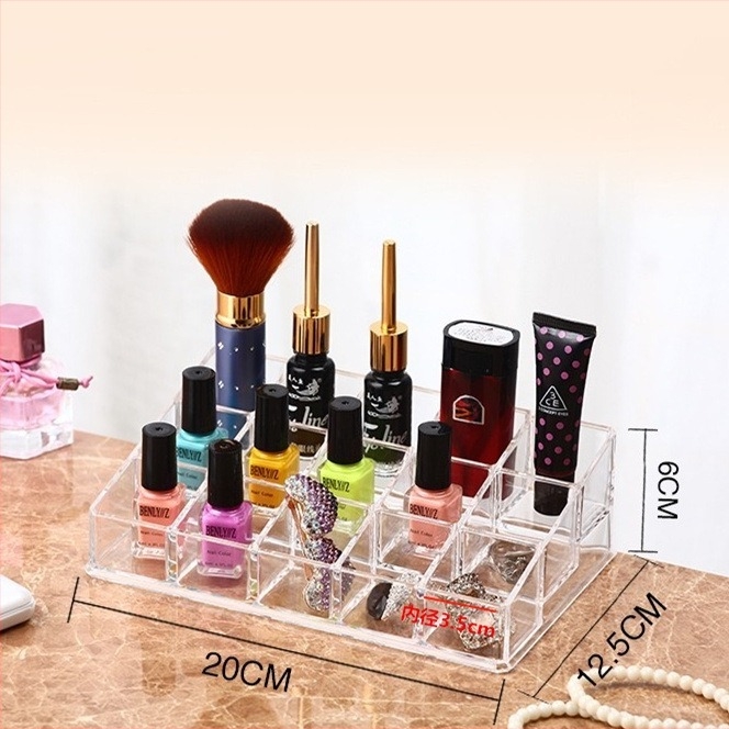 Prozirni držač ruževa s mrežastim dizajnom — stolni organizator kozmetike, jednoslojni držač za sjaj za usne