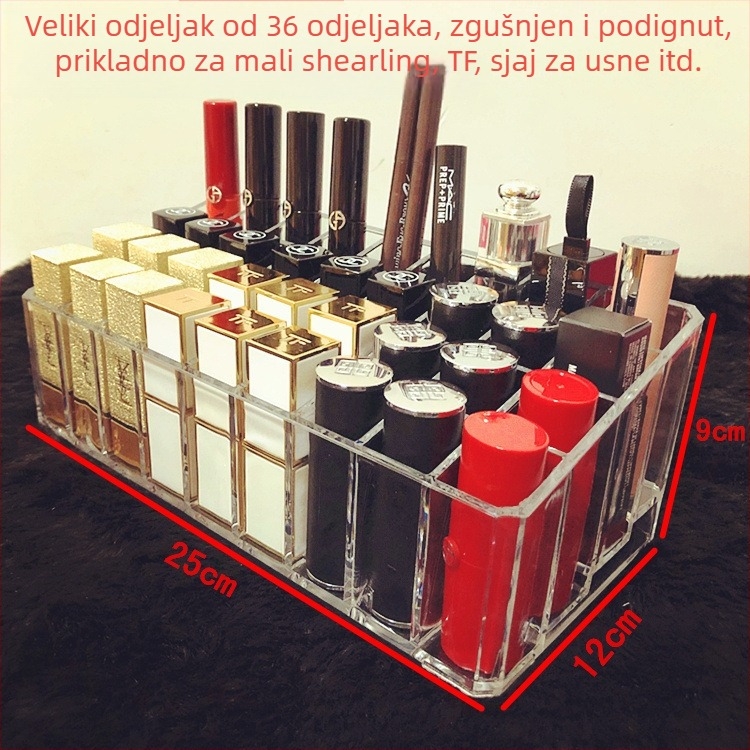 Prozirni držač ruževa s mrežastim dizajnom — stolni organizator kozmetike, jednoslojni držač za sjaj za usne