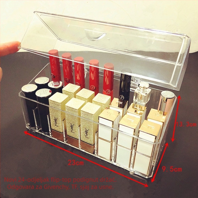 Prozirni držač ruževa s mrežastim dizajnom — stolni organizator kozmetike, jednoslojni držač za sjaj za usne