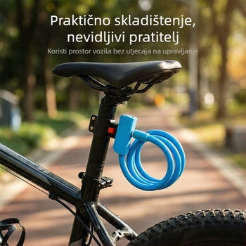 Gumom prekriveno kružno čelično kabelno zaključavanje za bicikle, model 192#, materijal: željezo-cink legura PVC, moderan minimalistički stil