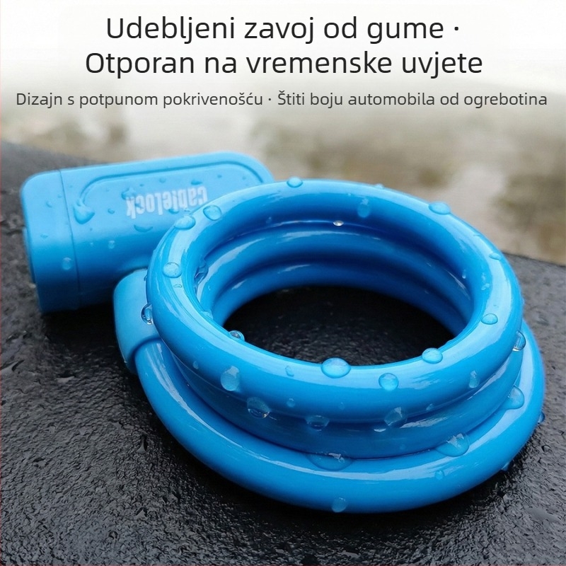 Gumom prekriveno kružno čelično kabelno zaključavanje za bicikle, model 192#, materijal: željezo-cink legura PVC, moderan minimalistički stil