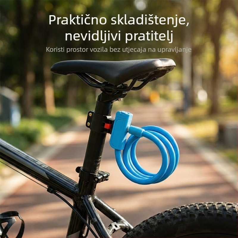 Gumom prekriveno kružno čelično kabelno zaključavanje za bicikle, model 192#, materijal: željezo-cink legura PVC, moderan minimalistički stil