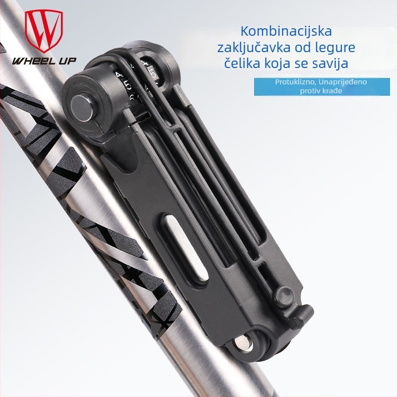 Wheelup zaključavanje za motocikle i planinske bicikle — metalno, sklopivo, s protiv hidrauličkog rezanja i kombinacijskim kodom, licencirana privatna oznaka