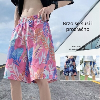 Muške ljetne plažne šorceve - cvjetni uzorak, brzo suše, opušten kroj, mješavina poliestera
