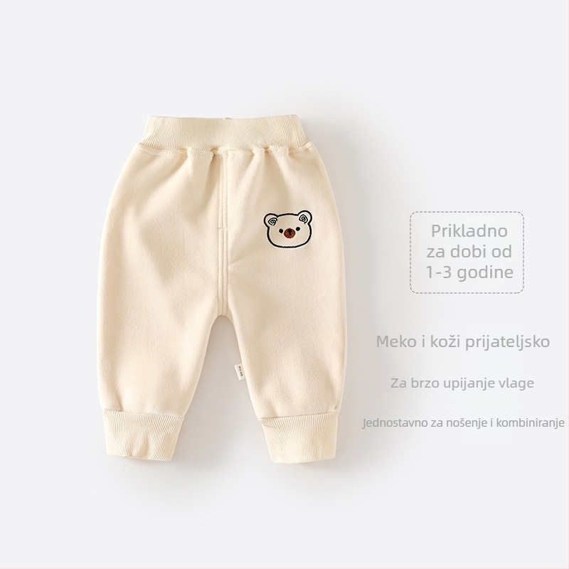 Dječje casual hlače s karikaturalam printom, srednje visoki pojas, 96% poliester, pogodne za djecu 1–3 godine, proljeće–jesen–zana