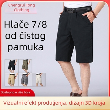 Muške pamučne cropped hlače, opuštene, prozračne, ljetne šorceve za plažu