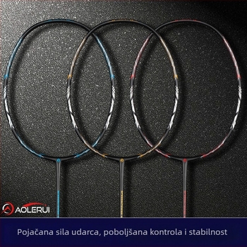 Ole Rui badminton reket, karbonski okvir, težina 80-84 g, ravna drška, ofenzivni udar za srednje napredne i napredne igrače