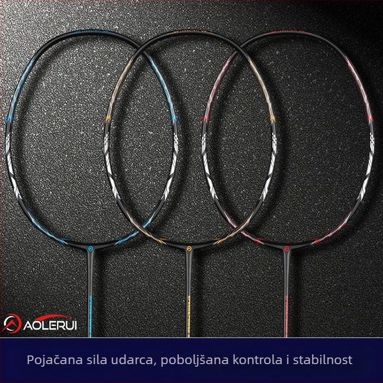 Ole Rui badminton reket, karbonski okvir, težina 80-84 g, ravna drška, ofenzivni udar za srednje napredne i napredne igrače
