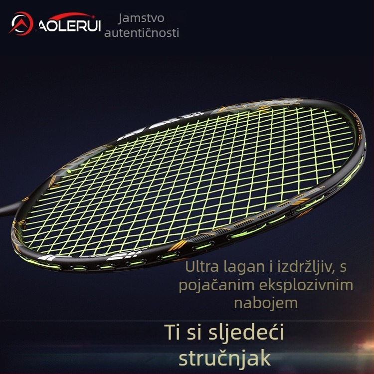 Ole Rui badminton reket, karbonski okvir, težina 80-84 g, ravna drška, ofenzivni udar za srednje napredne i napredne igrače