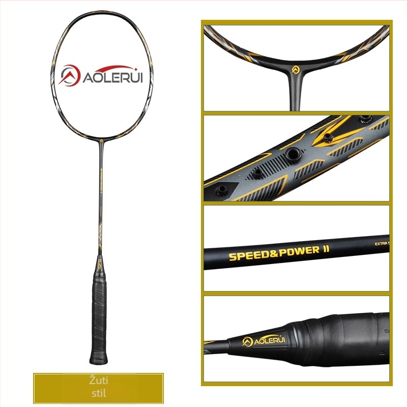 Ole Rui badminton reket, karbonski okvir, težina 80-84 g, ravna drška, ofenzivni udar za srednje napredne i napredne igrače