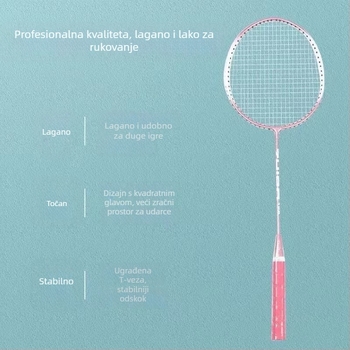 Badminton palica za trening i natjecanje, izdržljiva i svestrana (težina 95–100 g; materijal okvira: željezni spoj; materijal žice: najlon; tip palice: izravan udarac; tvrdoća: srednja)
